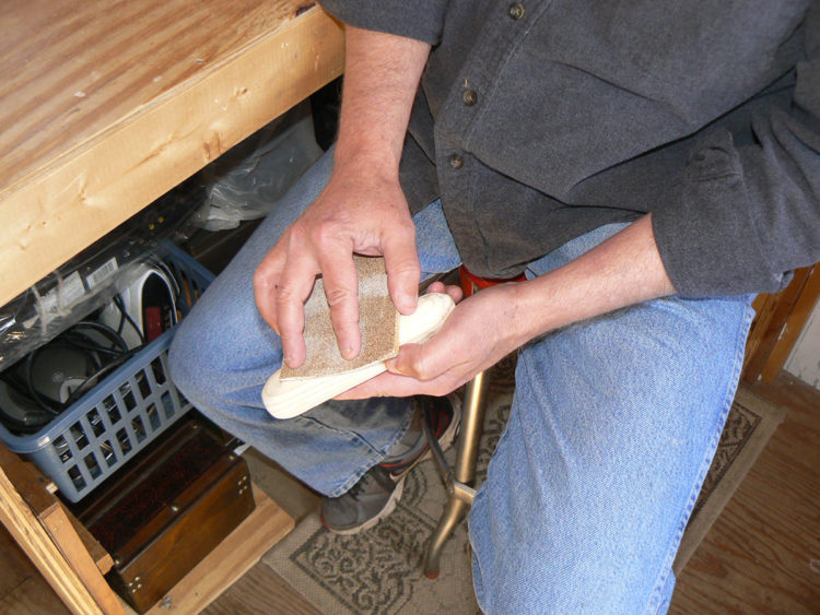 shaping with sandpaper