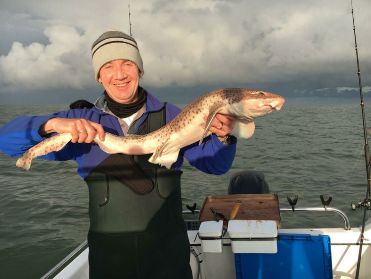 Fishathon fund raiser Jonathon with a bull huss