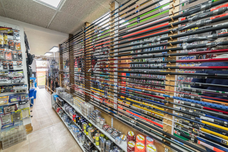 Chesil Bait N Tackle rod display