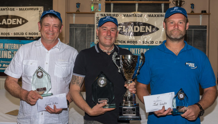 WIBAC top three L/R Derek Yuille, Champion Jon Law and Joël Luyts