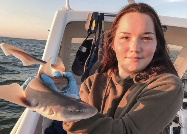Laura with a smoothhound