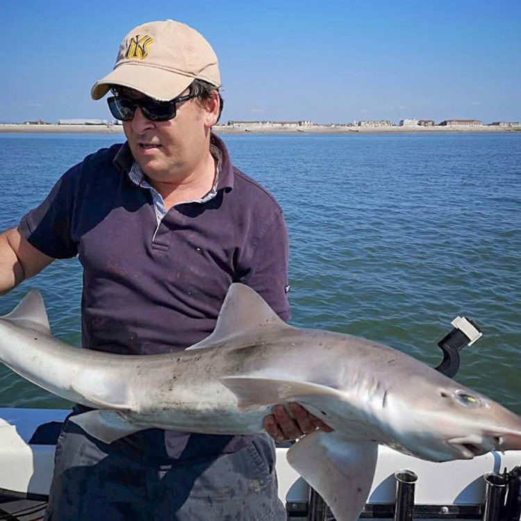 Blackpool Boat Angling Club member Ricky Halley with a smoothhound