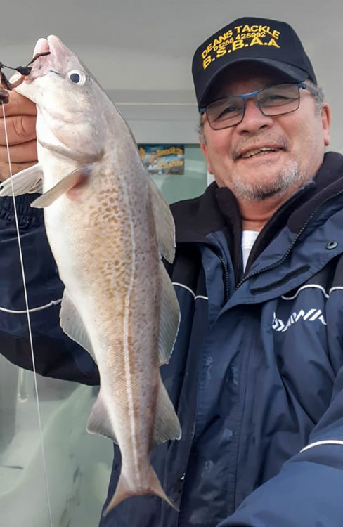 Chris Jaibahadur with a rare codling caught from the Brightlingsea coast line