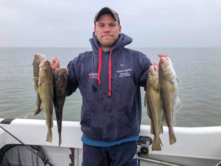 Wyre Boat Angling Club member Kevin Fletcher with a haul of codling