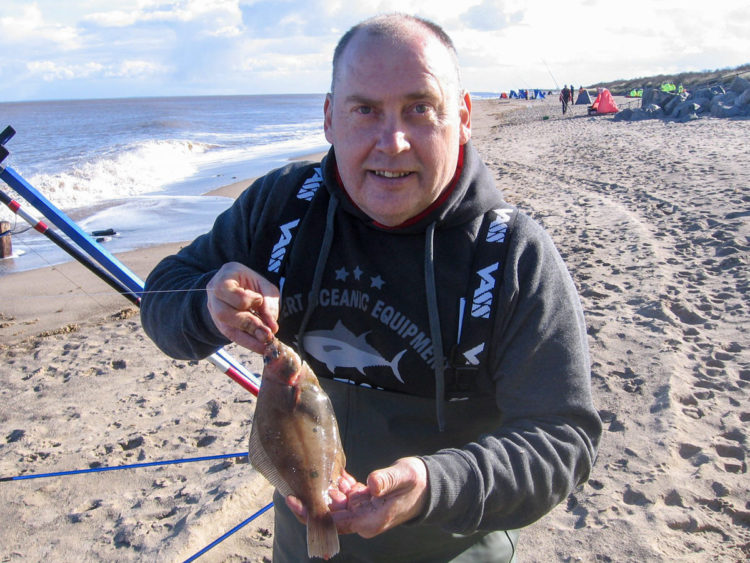 Second placed Gordon Hewitt with one of his 12 dabs