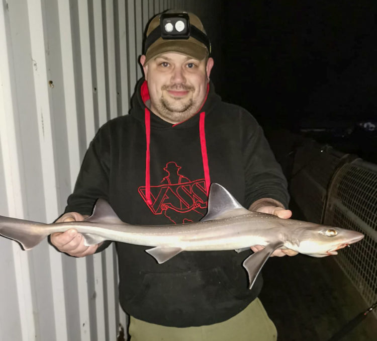 Pier member Carl Dady with a smoothhound