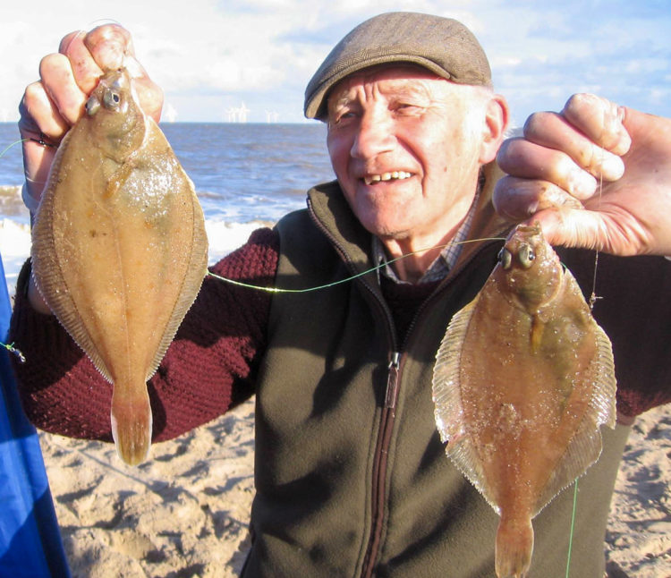 Second placed Gordon Nelson with a double shot of decent sized dabs