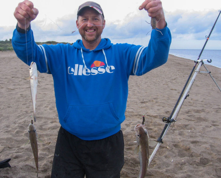 Match winner Adie with his first cast triple shot of whiting