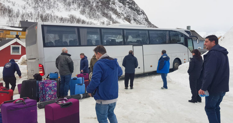 Boarding coach to start our long journey home