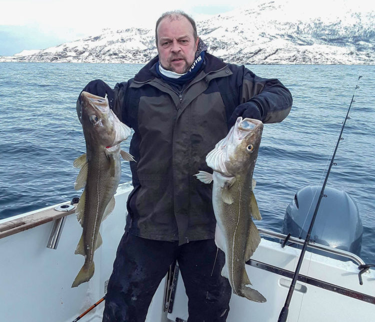 Andy Reeves with a double shot when cod fishing in Norway