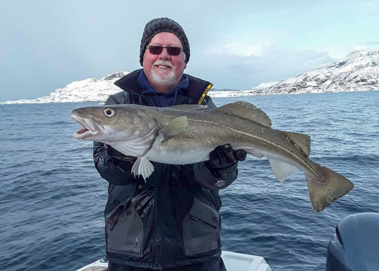 Dave Teather and cod when cod fishing in Norway