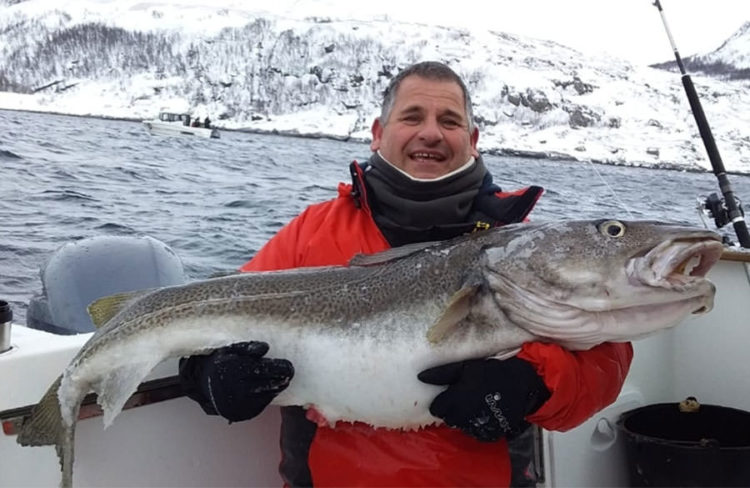 Andy Georgiou with his 52lb cod while cod fishing in Norway