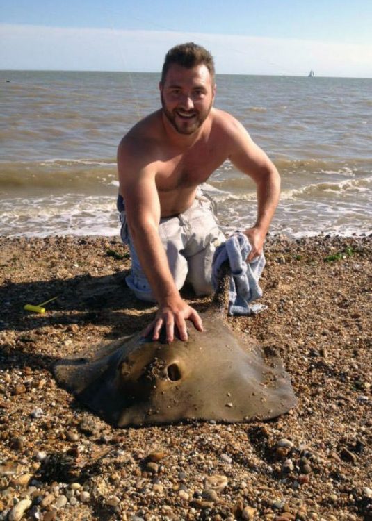 Tim Wilkins with his stingray from St Osyth