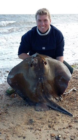 Ben with his St Osyth beach stingray