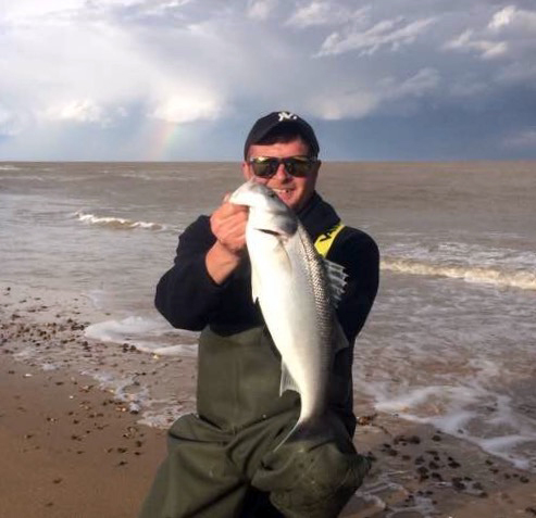 Matt Clark with his 5lb bass from the Frinton beaches