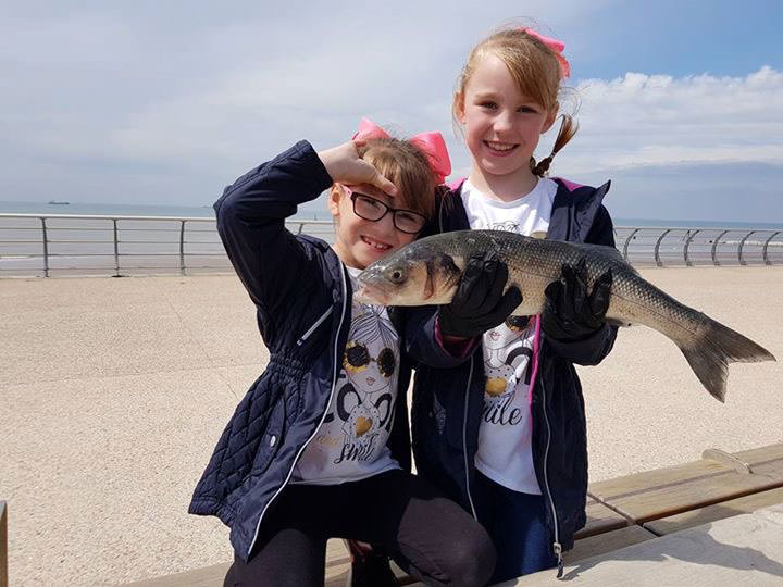 Millie and Evie-Grace with the largest bass