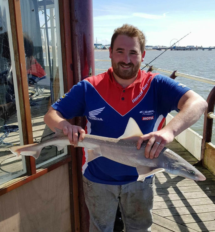 Kyle King with his personal best smoothhound