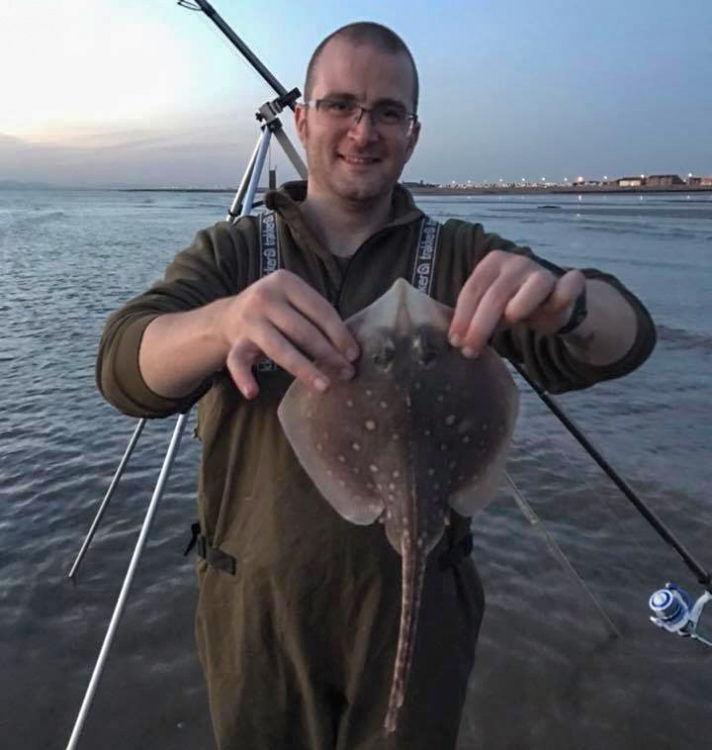 Rik Chippendale with his first ever thornback ray
