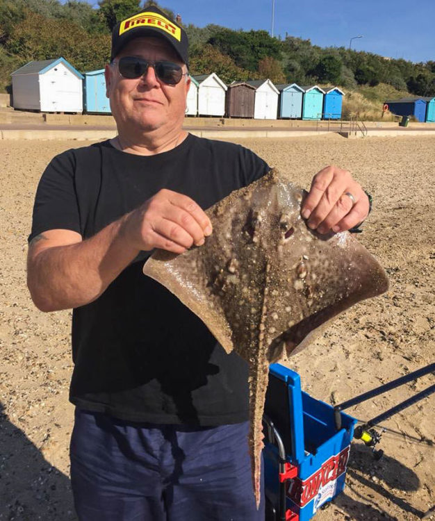 Mick Barclay with one of his five thornback rays that he caught from the Holland beaches